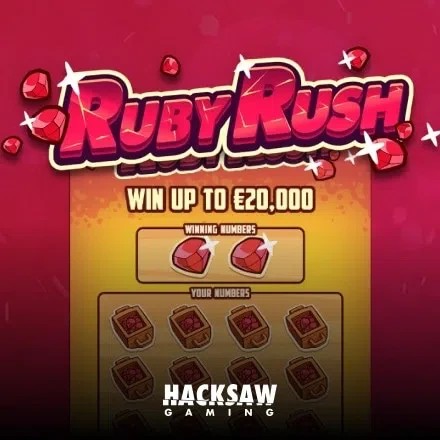 Official Lottery logo: Ruby Rush by Hacksaw Gaming at Kyngs Casino